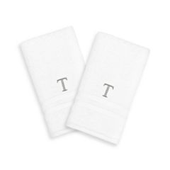 SKL Home Casual Monogram Letter N Bath Towel, white, cotton