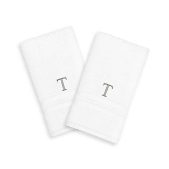 Linum Home Textiles 2-pack Silver-Tone Monogram Hand Towel