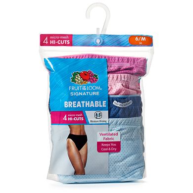 Women's Fruit of the Loom Signature 4-pack Breathable Hi-Cut Panty 4DSBBHC
