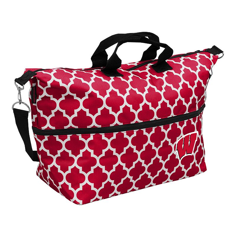 Logo Brand Wisconsin Badgers Quatrefoil Expandable Tote, Red