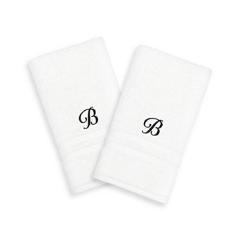 Linum Home Textiles Black Script Denzi Single Letter 2-pack Monogram Hand Towel