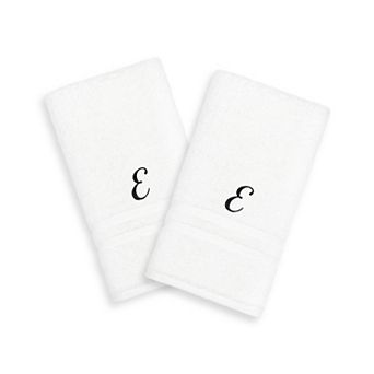 Linum Home Textiles Black Script Denzi Single Letter 2-pack Monogram Hand Towel
