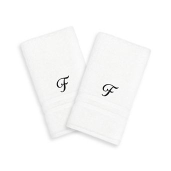 Linum Home Textiles Black Script Denzi Single Letter 2-pack Monogram Hand Towel