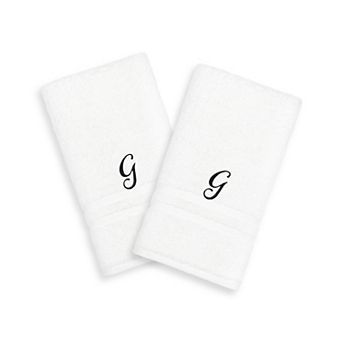 Linum Home Textiles Black Script Denzi Single Letter 2-pack Monogram Hand Towel