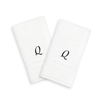 Linum Home Textiles Black Script Denzi Single Letter 2-pack Monogram Hand Towel