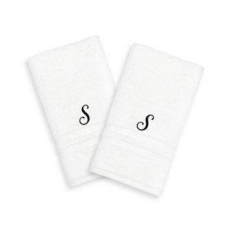 Linum Home Textiles Black Script Denzi Single Letter 2-pack Monogram Hand Towel