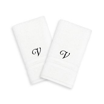 Linum Home Textiles Black Script Denzi Single Letter 2-pack Monogram Hand Towel