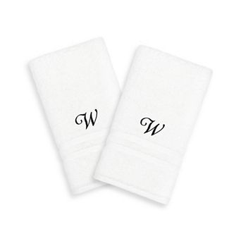 Linum Home Textiles Black Script Denzi Single Letter 2-pack Monogram Hand Towel