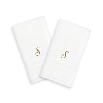 Linum Home Textiles Gold-Tone Script Denzi Single Letter 2-pack Monogram Hand Towel