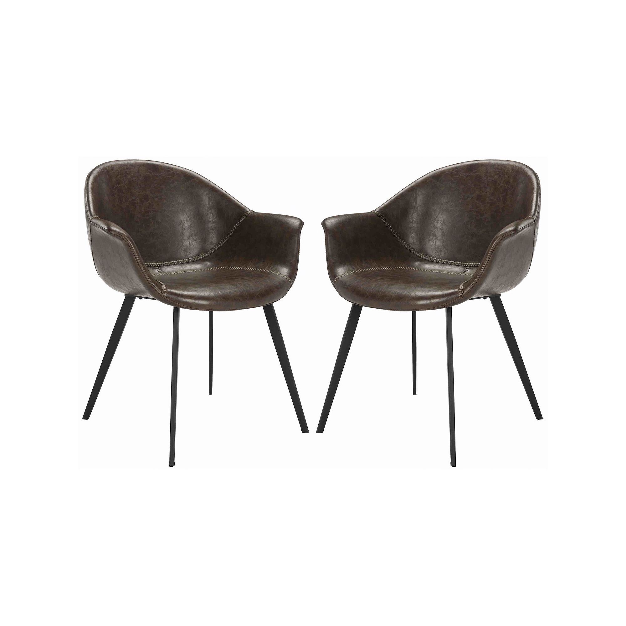 Safavieh Dublin Faux-Leather Tub Accent Chair 2-piece Set, Dark Brown