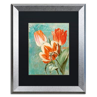 Trademark Fine Art Tulips Ablaze II Silver Finish Framed Wall Art