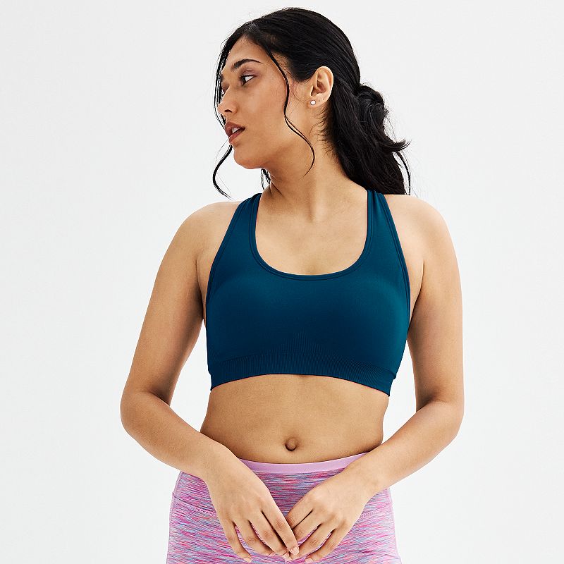 Tek Gear® Seamless Low-Impact Sports Bra, Women's, Size: XL, Blue Crayon