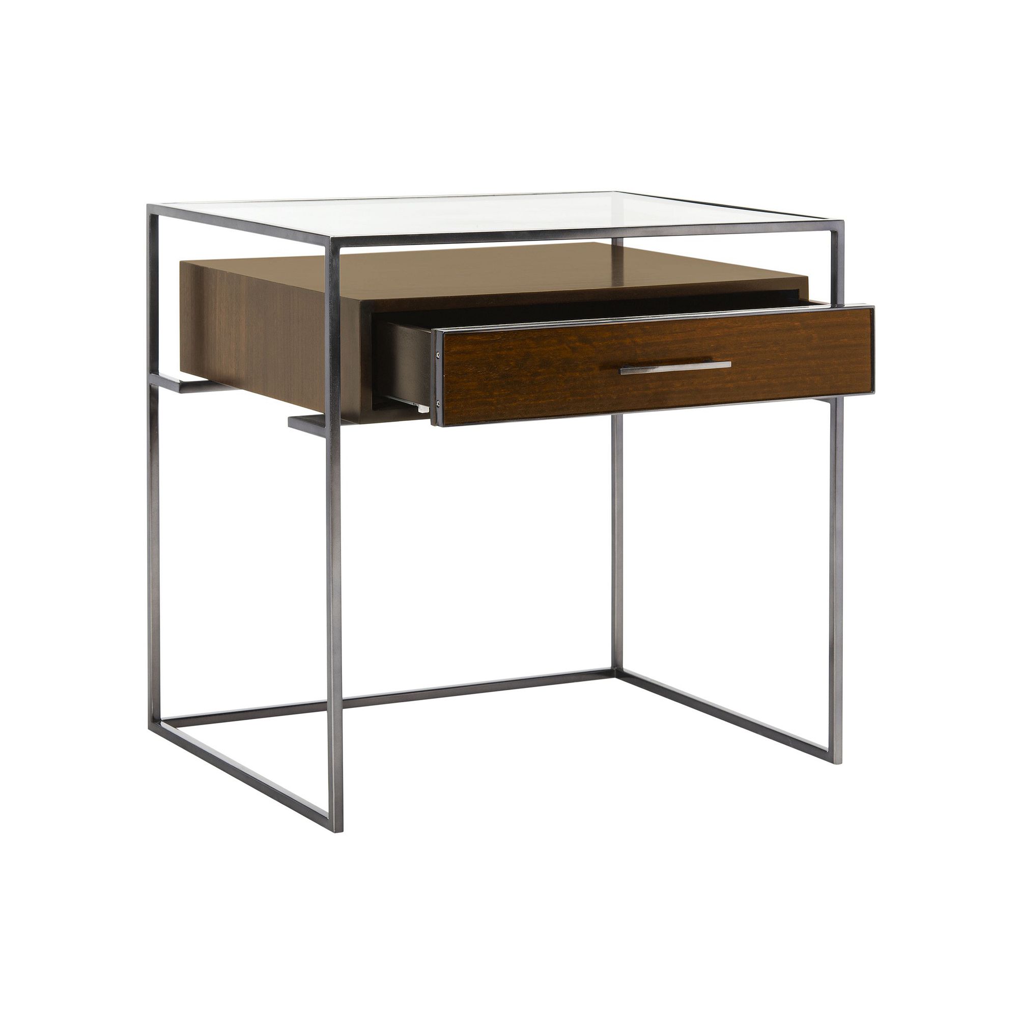 Safavieh Couture Glass Top Storage End Table, Black