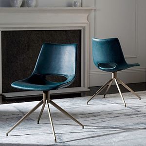 Safavieh Danube Faux-Leather Swivel Accent Chair 2-piece Set