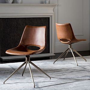 Safavieh Danube Faux-Leather Swivel Accent Chair 2-piece Set