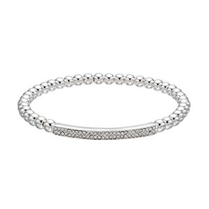 Chaps Beaded Pave Curved Bar Stretch Bracelet