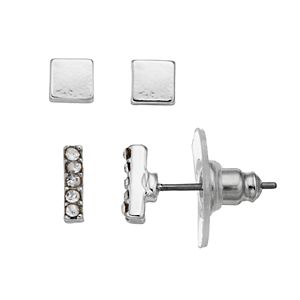 Chaps Bar & Square Nickel Free Stud Earring Set