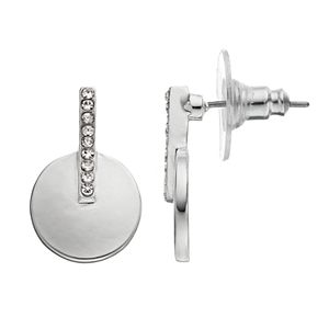 Chaps Pave Bar Disc Nickel Free Drop Earrings