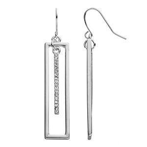 Chaps Pave Bar Nickel Free Linear Drop Earrings