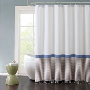 VCNY Hugo Striped Cotton Fringe Shower Curtain
