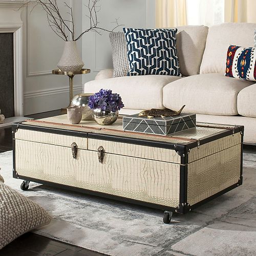 Safavieh FauxCrocodile Wine Rack Storage Trunk Coffee Table
