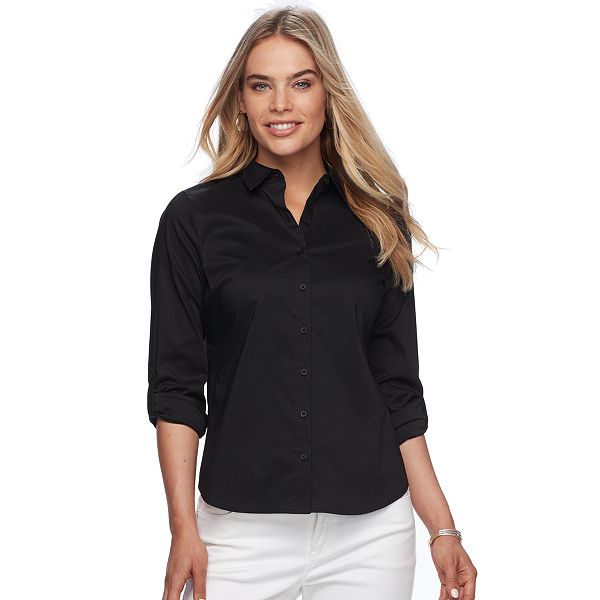 Petite Apt. 9® Structured Essential Button-Down Shirt