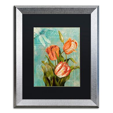 Trademark Fine Art Tulips Ablaze III Silver Finish Framed Wall Art