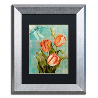 Trademark Fine Art Tulips Ablaze III Silver Finish Framed Wall Art