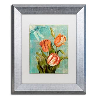 Trademark Fine Art Tulips Ablaze III Silver Finish Framed Wall Art