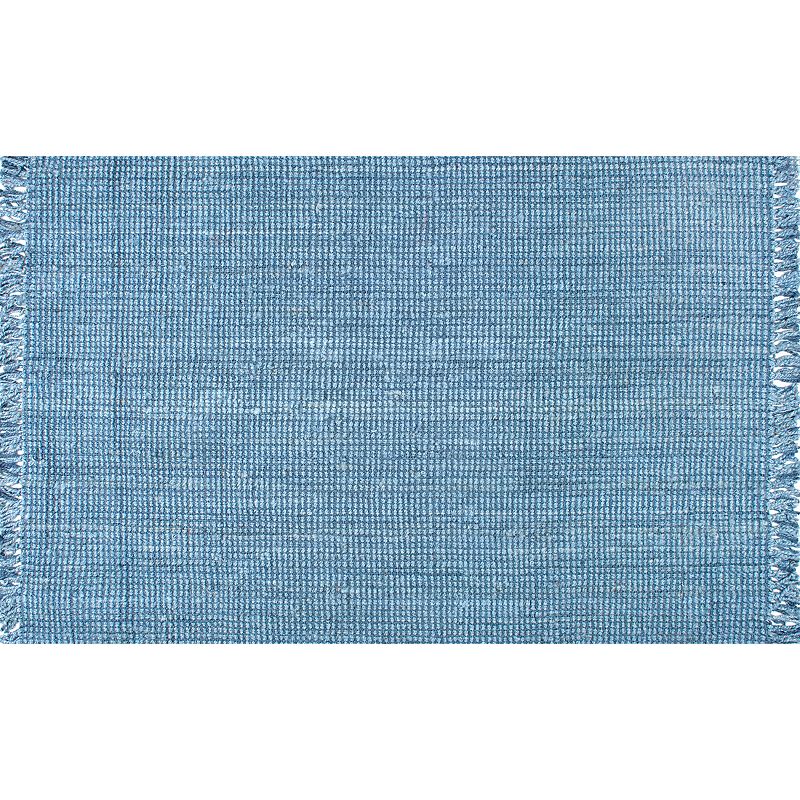 nuLOOM Natura Chunky Loop Solid Jute Rug, Blue, 6X9 Ft