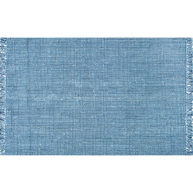 nuLOOM Natura Chunky Loop Solid Jute Rug, Blue, 6X9 Ft