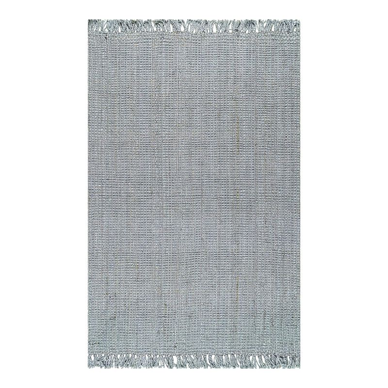 nuLOOM Natura Chunky Loop Solid Jute Rug, Grey, 7.5X9.5 Ft