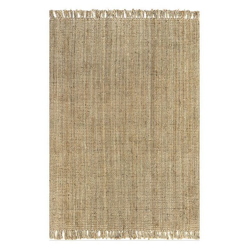 nuLOOM Natura Chunky Loop Solid Jute Rug, Beig/Green, 8X10 Ft