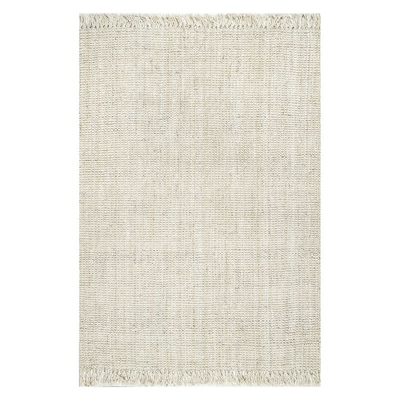 nuLOOM Natura Chunky Loop Solid Jute Rug, White, 12X15 Ft