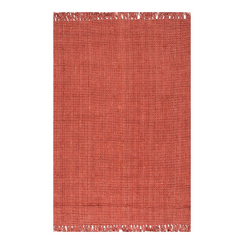 nuLOOM Natura Chunky Loop Solid Jute Rug, Med Red, 3X5 Ft