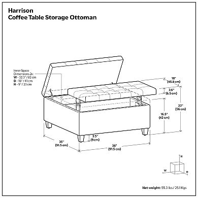 Simpli Home Harrison Coffee Storage Ottoman