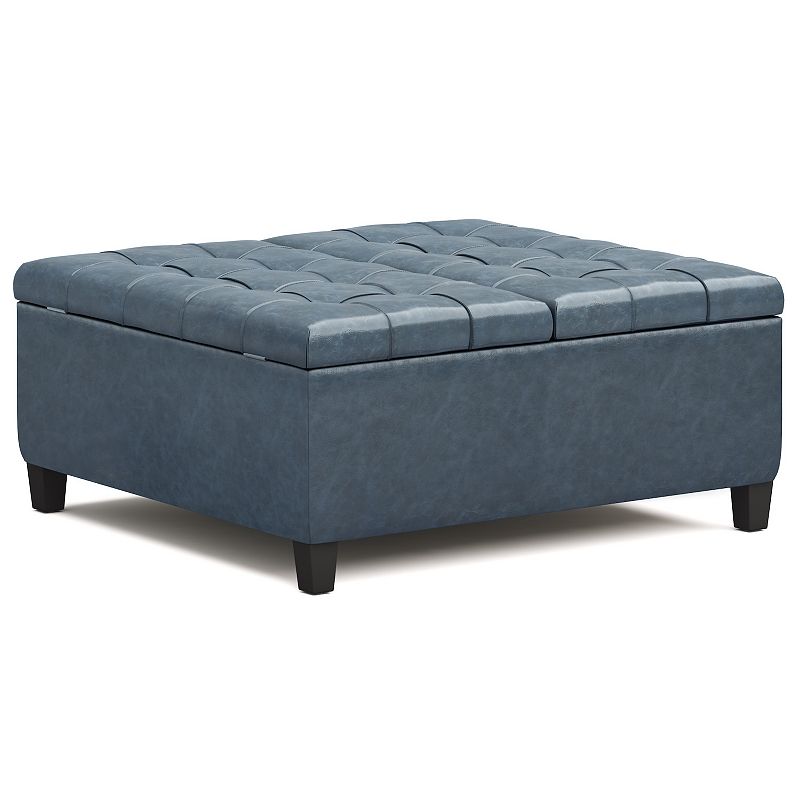 Simpli Home Harrison Coffee Storage Ottoman, Blue