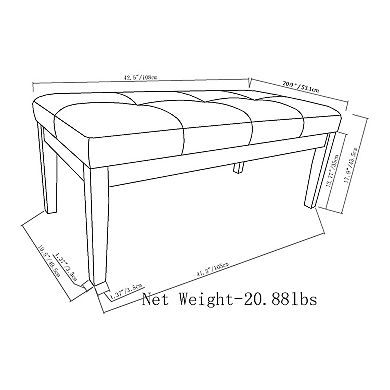 Simpli Home Lacey Tufted Ottoman Bench