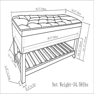 Simpli Home Lomond Storage Ottoman Bench