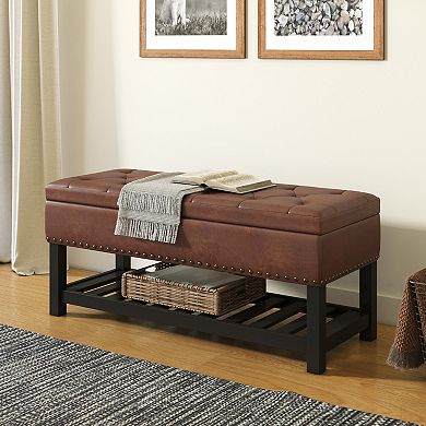 Simpli Home Lomond Storage Ottoman Bench