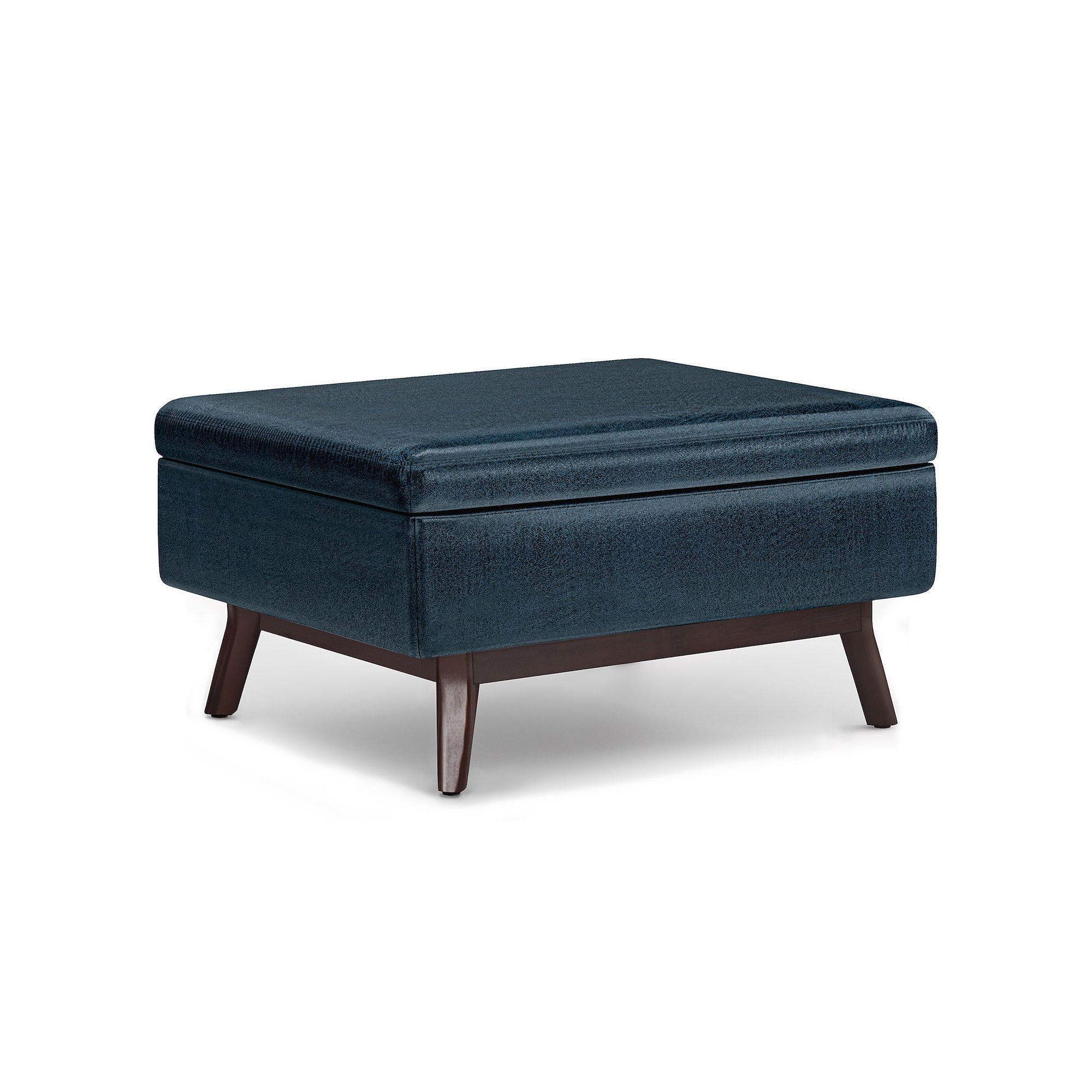 Simpli Home Coffee Table Storage Ottoman, Distressed Black