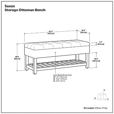Simpli Home Saxon Storage Ottoman Bench