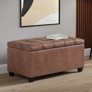 Simpli Home Sienna Storage Ottoman Bench