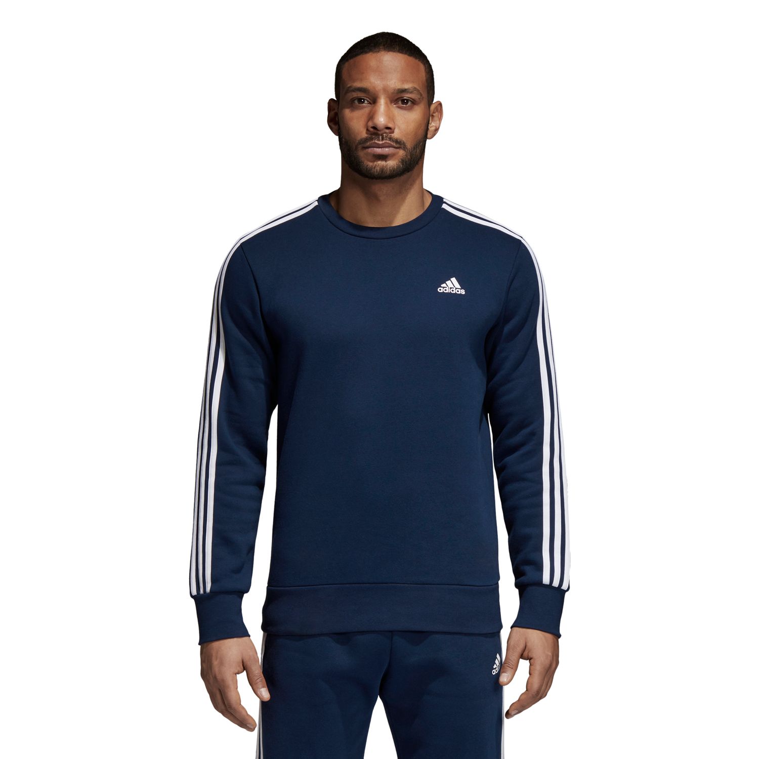 men's adidas essential striped pullover fleece