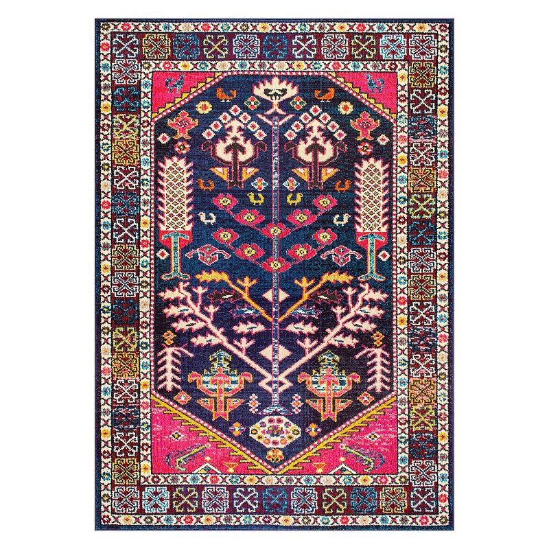 nuLOOM Casablanca Tonita Tribal Framed Floral Rug, Pink, 8X11 Ft