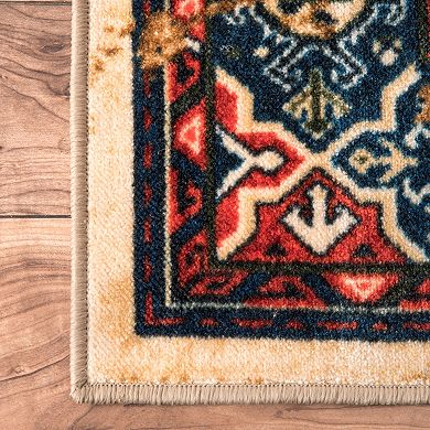 nuLOOM Giza Lavonna Tribal Distressed Framed Medallion Rug