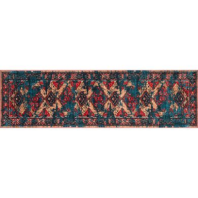 nuLOOM Giza Lavonna Tribal Distressed Framed Medallion Rug