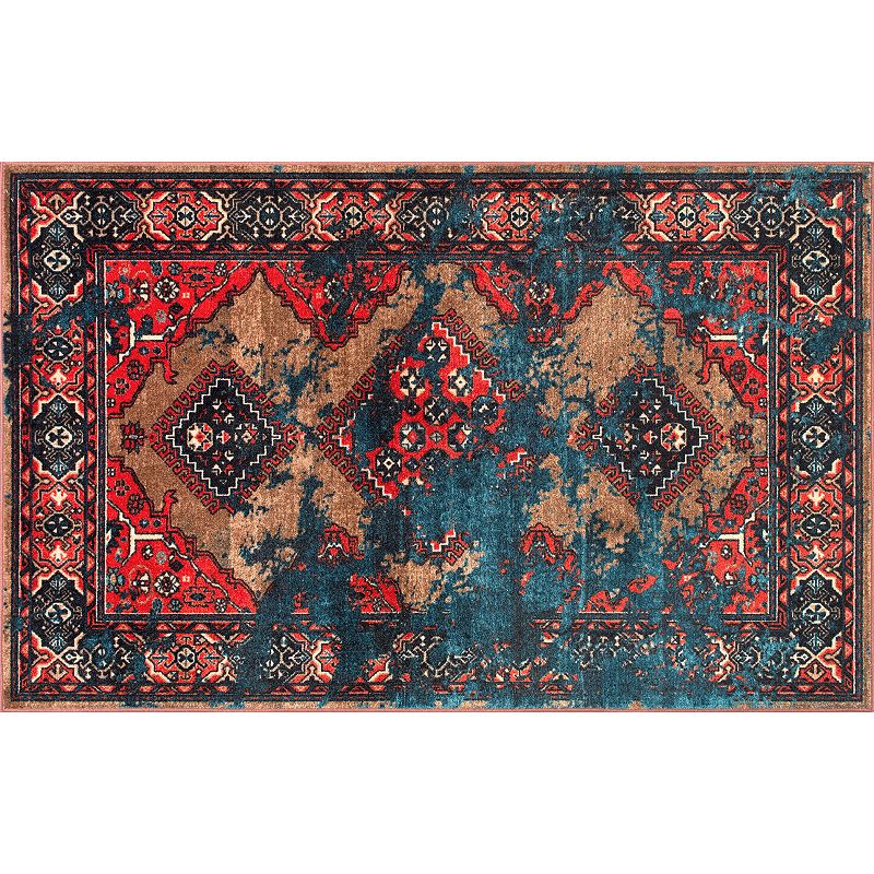 nuLOOM Giza Lavonna Tribal Distressed Framed Medallion Rug, Multi, 8X10 Ft