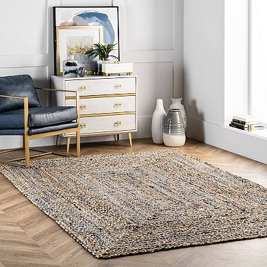 nuLOOM Dune Road Eliz Striped Braided Jute Blend Rug