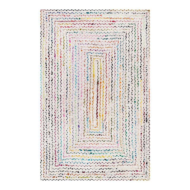 nuLOOM Nomad Tammara Striped Braided Rug, Beig/Green, 5X8 Ft